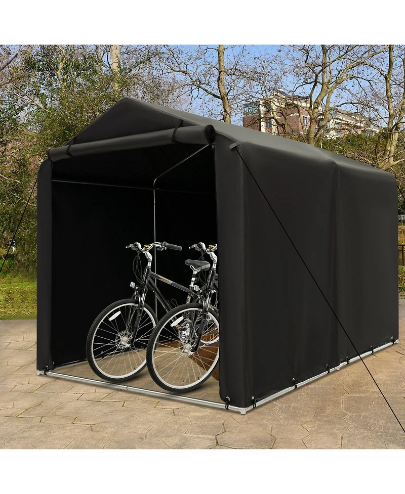 Akiudex 7 x 5.2 Ft Storage Shelter Outdoor Bike Tent with Waterproof Cover and Zipper Door - Gray