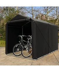 Akiudex 7 x 5.2 Ft Storage Shelter Outdoor Bike Tent with Waterproof Cover and Zipper Door - Gray