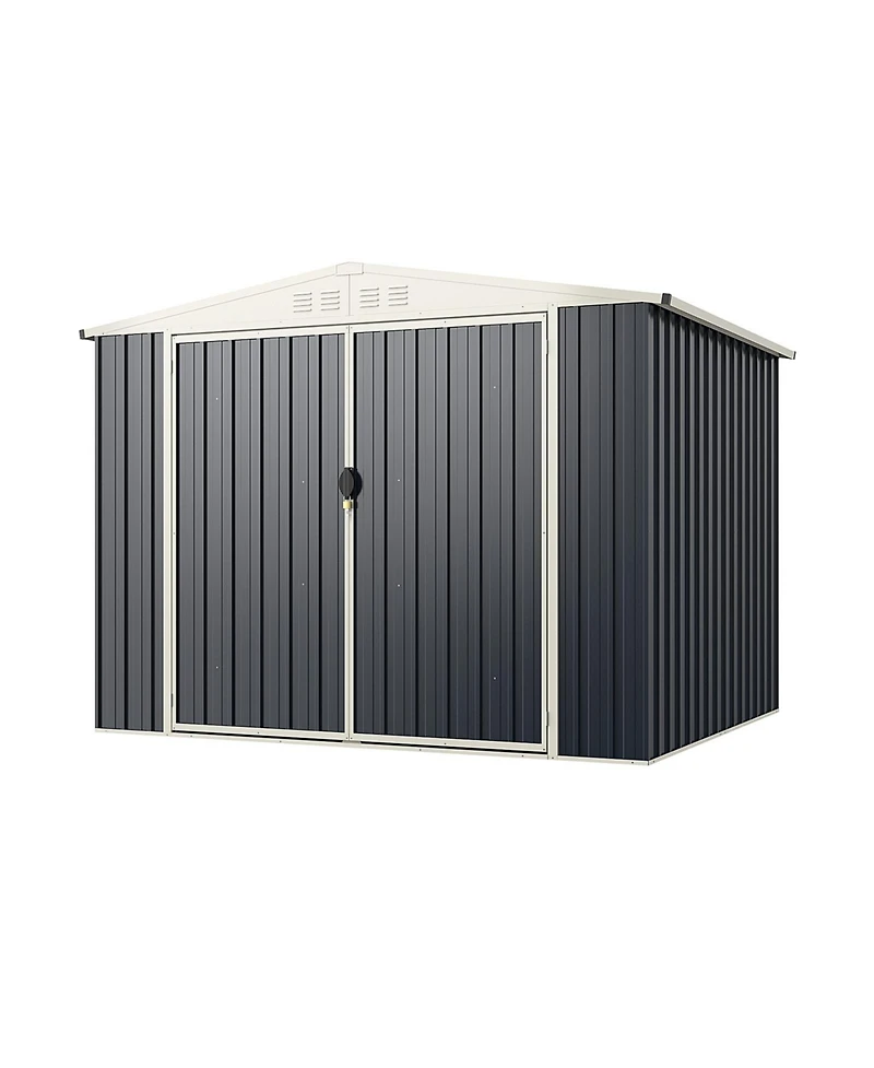 Akiudex 7.5x6 Ft Outdoor Metal Storage Shed with Lockable Doors and Sloped Roof
