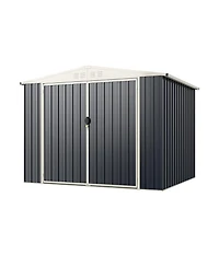 Akiudex 7.5x6 Ft Outdoor Metal Storage Shed with Lockable Doors and Sloped Roof