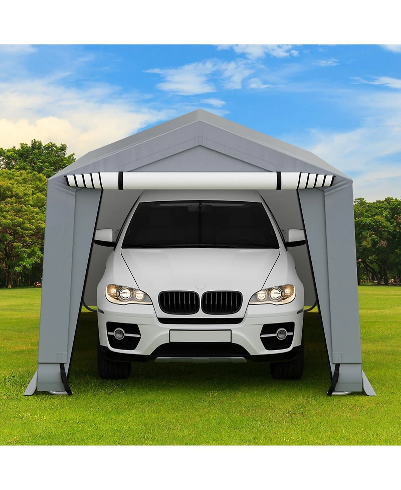 Akiudex 10 x 16 feet outdoor heavy-duty carport with 2 doors