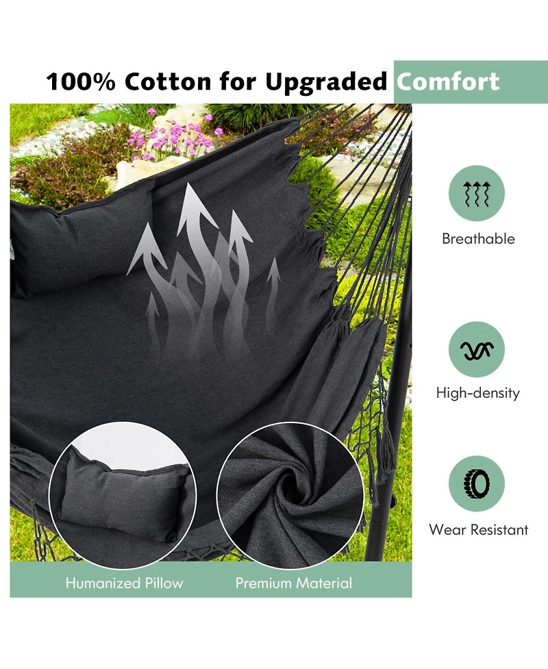 Height Adjustable Hammock Chair with Phone Holder and Side Pocket