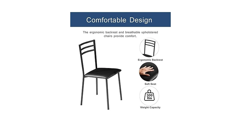 Slickblue Modern 3-Piece Dining Set with Round Wood Table and 2 Chairs for Small Spaces