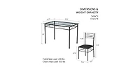 Slickblue Rectangular Glass Dining Table with 4 Chairs, Contemporary 5-Piece Set