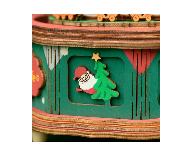 Robotime 3D Puzzles Diy Music Box Building Kits 3D Wooden Puzzle for Aults Teens Christmas Town, Multicolored, 4.05"40.5"5.11"