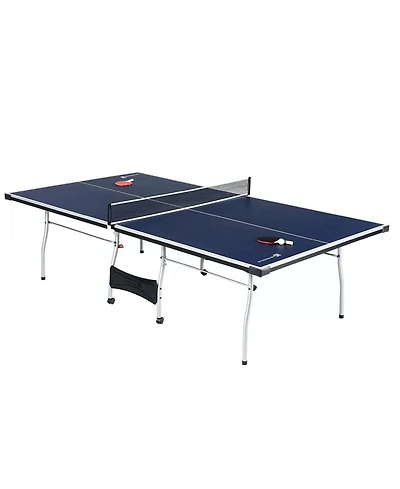 Slickblue Official Tournament Size Ping Pong Table in Blue with Net, Paddles, and Balls