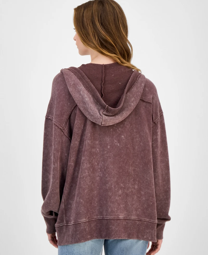 Hippie Rose Juniors' Mineral Wash Zip-Up Hoodie