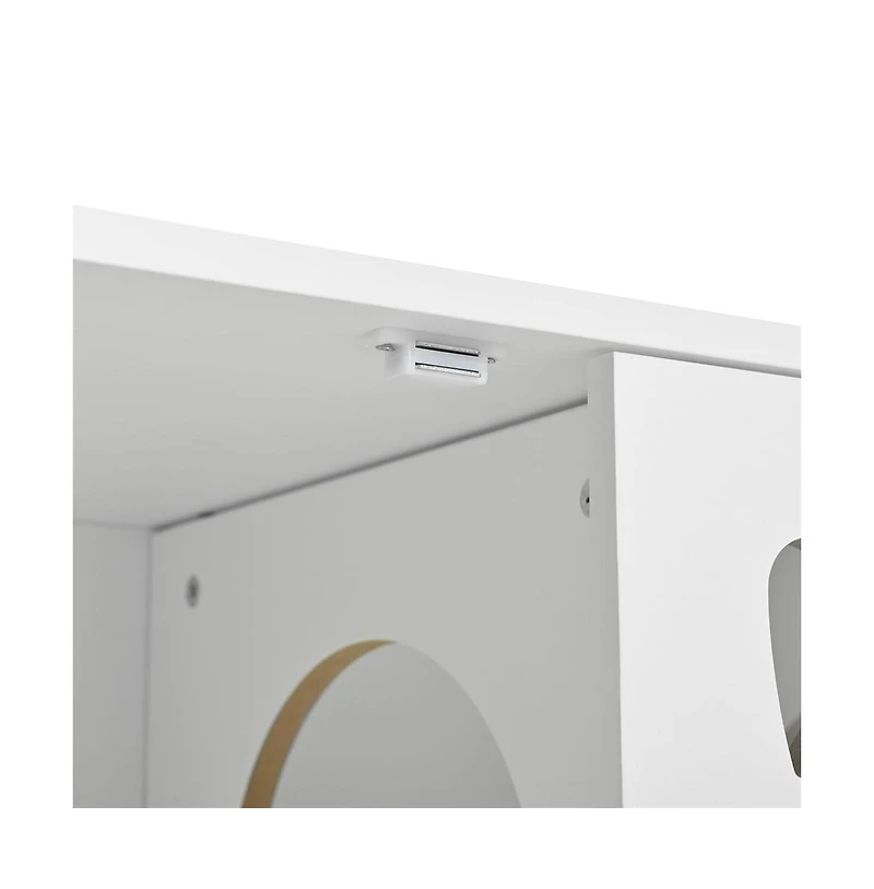 Aostirmotor 47.2 in. Wooden Cat Cabinet Cat litter box with Sisal scratching door in Cream white