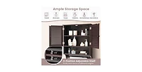 Slickblue Louvered Door Bathroom Medicine Cabinet with Towel Bar and Wall-Mounted Design