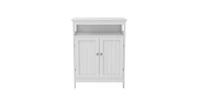Slickblue 2-Door Bathroom Linen Cabinet with Storage Shelf and Wood Finish for Organization