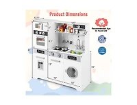 Akiudex Pretend Play Kitchen Wooden Toy Set with Real Lights and Sounds