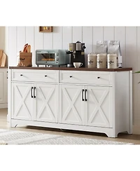 Casainc 61" White Freestanding Base Kitchen Cabinet