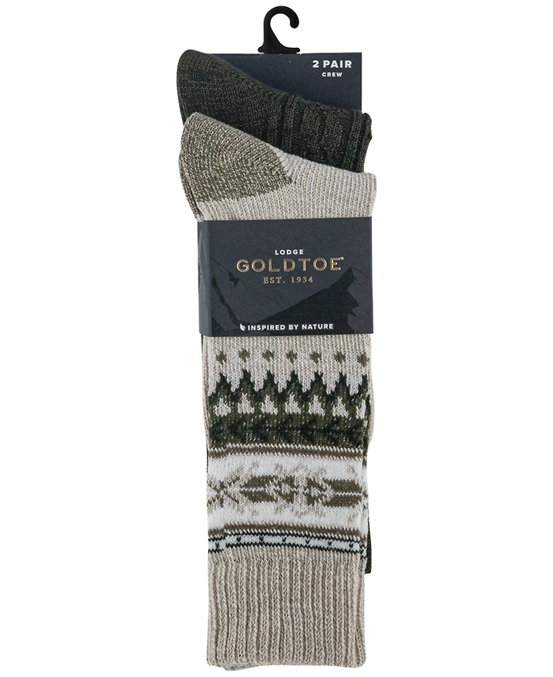 Gold Toe Men's 2-Pack Fairisle Border Reinforced Toe Crew Socks