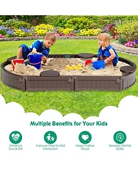 Akiudex Outdoor Kids Sandbox with Seats, Bottom Liner and Cover