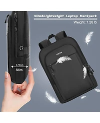 Mosiso Men's Slim Black Laptop Backpack - 15.6" Waterproof Daypack for College/Work/Business/Travel with Luggage Strap