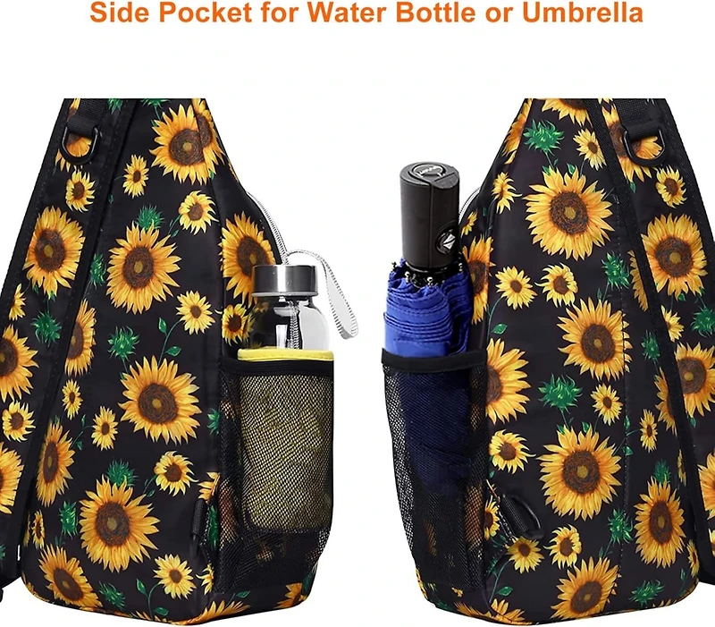 Mosiso Sunflower Rope Sling Backpack - Lightweight Travel & Hiking Daypack | Water-Resistant Crossbody Chest Bag with Quick-Access Pocket