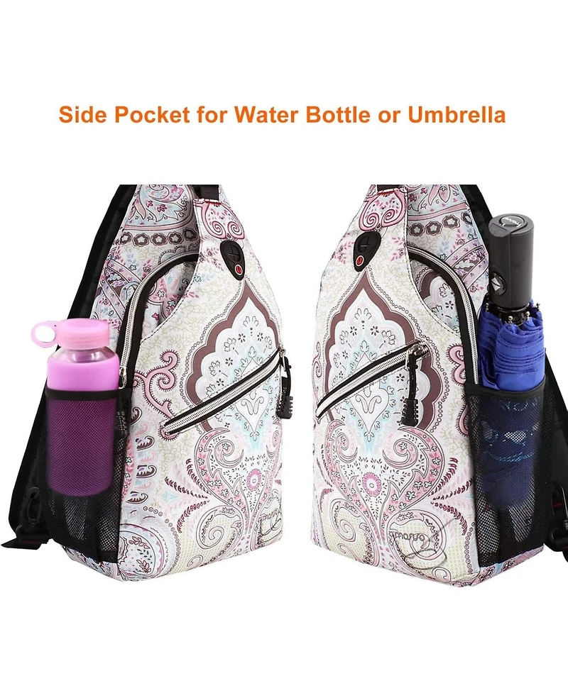 Mosiso National Style Sling Backpack - Pattern Rope Design Crossbody Daypack for Travel & Hiking