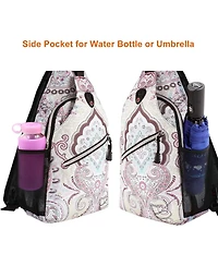 Mosiso National Style Sling Backpack - Pattern Rope Design Crossbody Daypack for Travel & Hiking