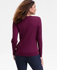 I.n.c. International Concepts Women's Ribbed V-Neck Sweater, Macy's Exclusive