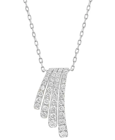 Effy Diamond Graduated Curved Bar Pendant Necklace (1/2 ct. t.w.) in 14k White Gold, 16" + 2" extender