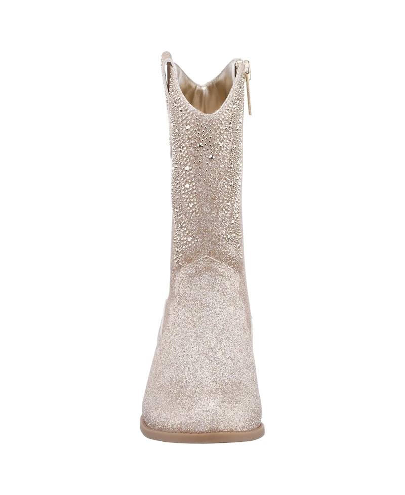 Nina Big Girls Glitter Side Zip Cowboy Boots