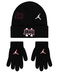 Jordan Big Kids 2-Piece Neutral Patch Beanie and Gloves Set