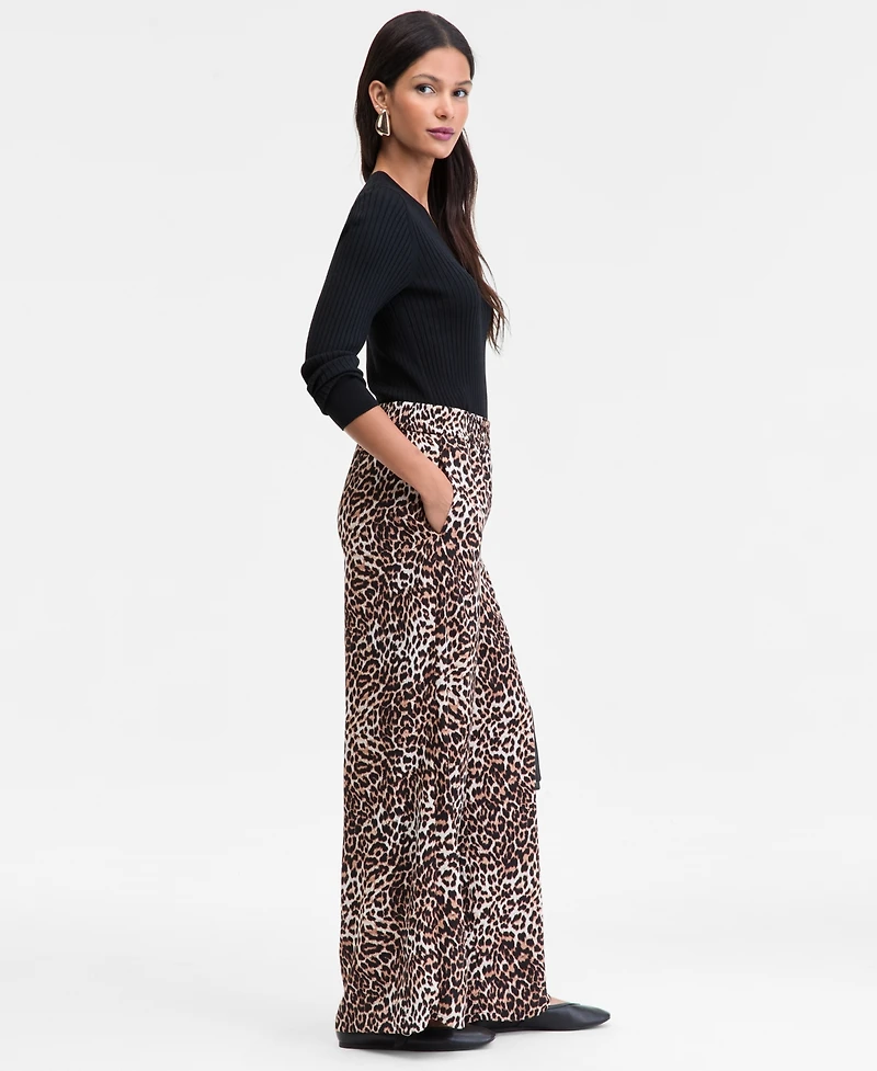 I.n.c. International Concepts Women's Printed Pull-On Wide-Leg Pants, Macy's Exclusive