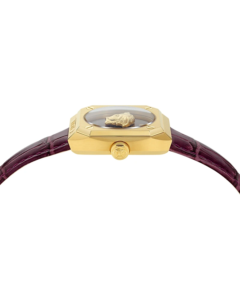 Versace Women's Swiss Medusa Antares Burgundy Leather Strap Watch 35mm
