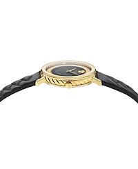 Versace Women's Swiss Delphinus Black Leather Strap Watch 35mm