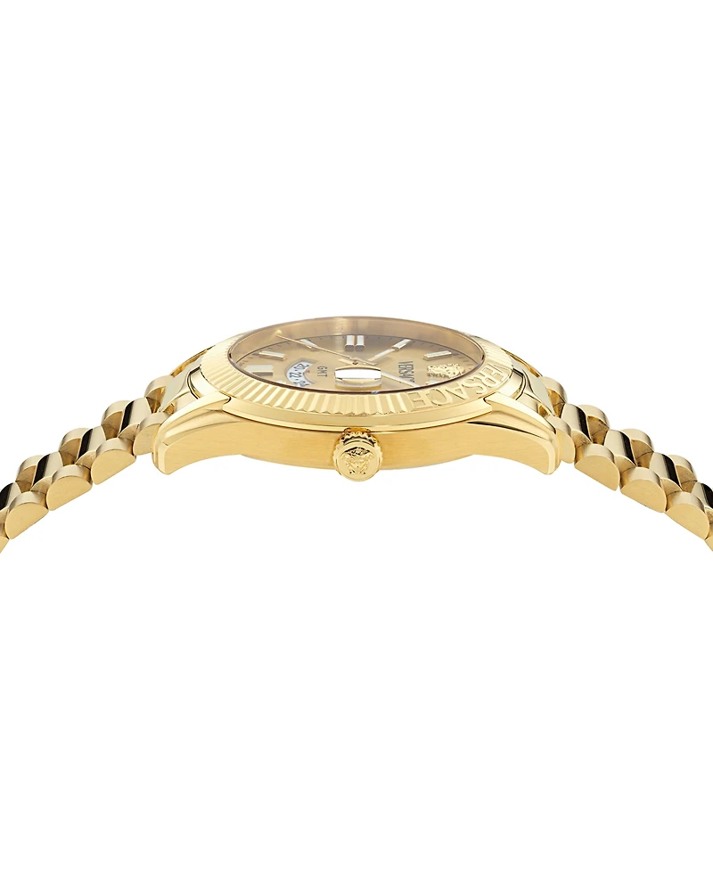 Versace Men's Swiss Apodis Gmt Gold Ion Plated Bracelet Watch 41mm