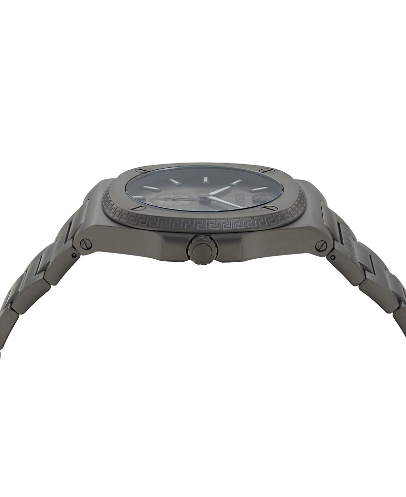 Versace Men's Swiss Tolomeo Gunmetal Ion Plated Bracelet Watch 40mm
