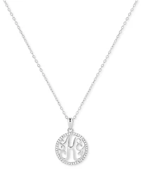 Giani Bernini Cubic Zirconia K Initial Halo 18" Pendant Necklace in Sterling Silver, Created for Macy's