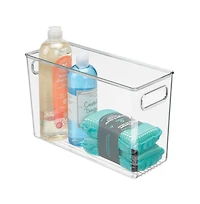 iDesign Plastic Storage Bin with Handles - Set of - Clear