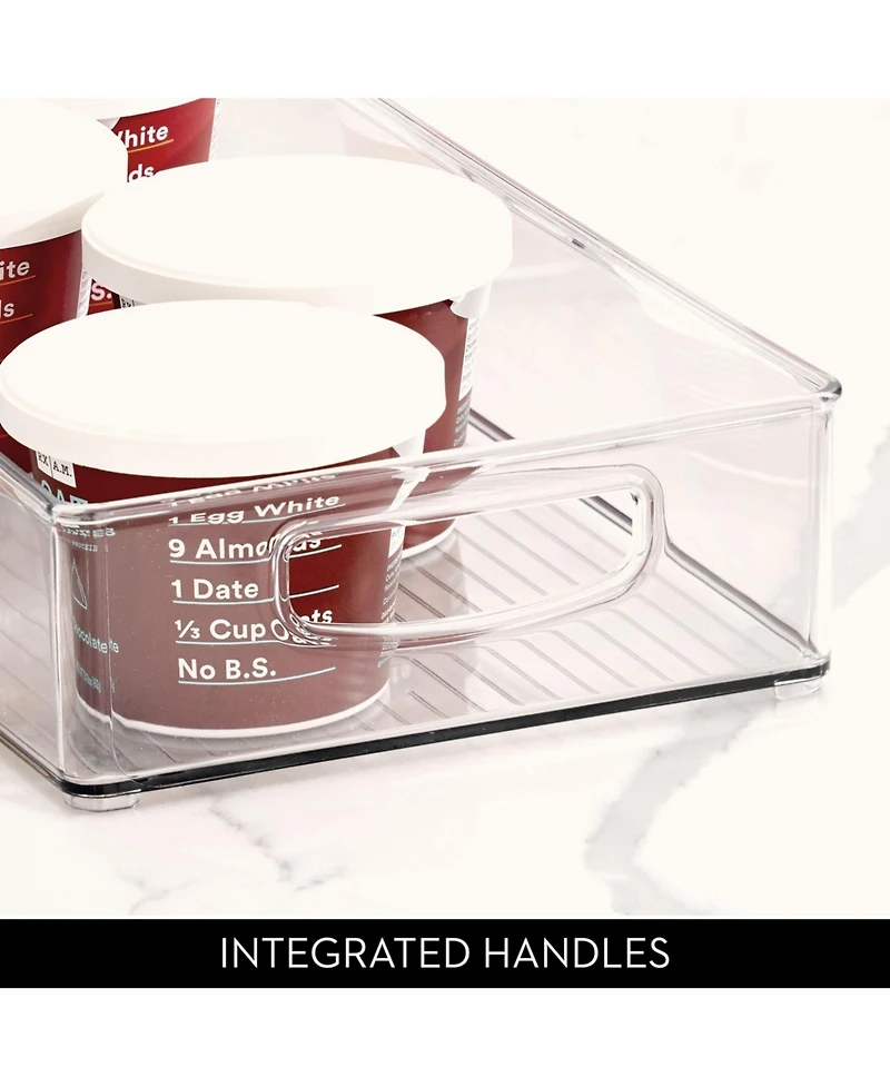 iDesign Stackable Pantry Storage Bin with Handles, Set of 4, Clear