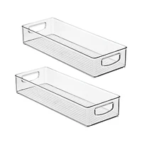 iDesign Plastic Stackable Pantry Bin with Handles, Set of 2, Clear