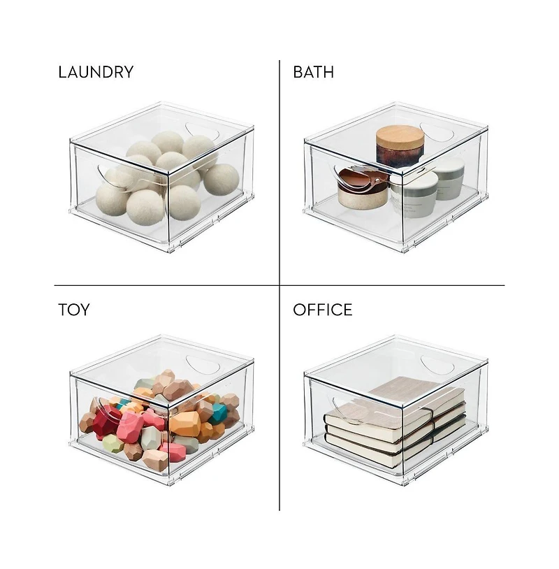 iDesign Stackable Storage Drawer for Pantry, Set of 2, Clear, Made in Usa