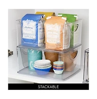 iDesign Stackable Open-Front Bin with Handles, Set of 4, Clear, Made in Usa