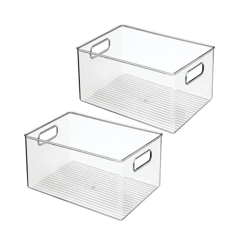 iDesign Pantry Storage Bin with Handles, Set of 2, Clear, Made in Usa