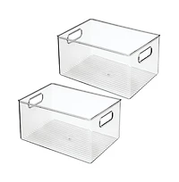 iDesign Pantry Storage Bin with Handles, Set of 2, Clear, Made in Usa