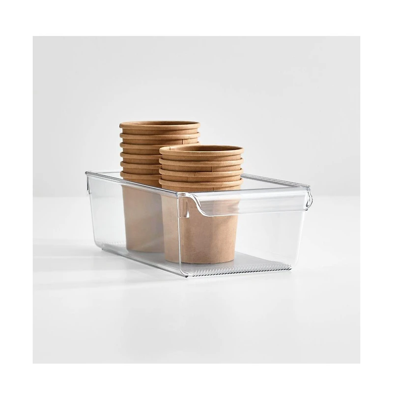 iDesign Fridge Storage Tray with Handle - Set of 4 - Clear