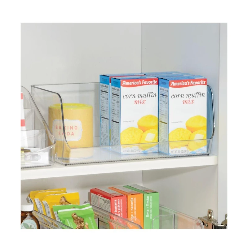 iDesign Wide Stackable Open-Front Storage Bins - Set of 3 - Clear - Made in Usa