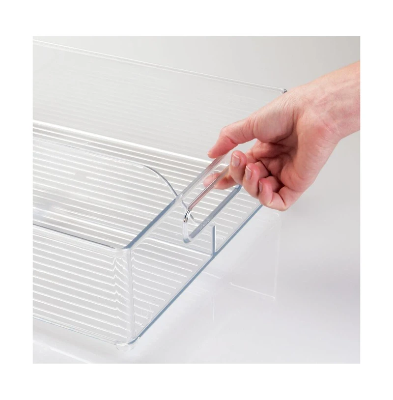 iDesign Divided Storage Bin for Fridge or Pantry, Set of 3, Clear, Made in Usa