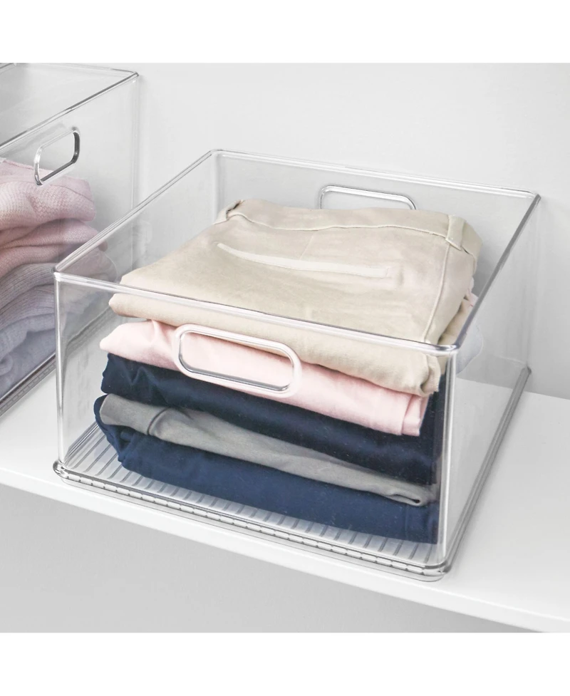 iDesign Plastic Pantry Storage Bin with Handles - Set of 3 - Clear