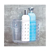 iDesign Small Suction Shower Basket for Bathroom, Set of 2, Clear, Made in Usa