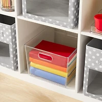 mDesign Large Plastic Household Storage Organizer Bin - Handles, 8 Pack, Clear, Usa Made