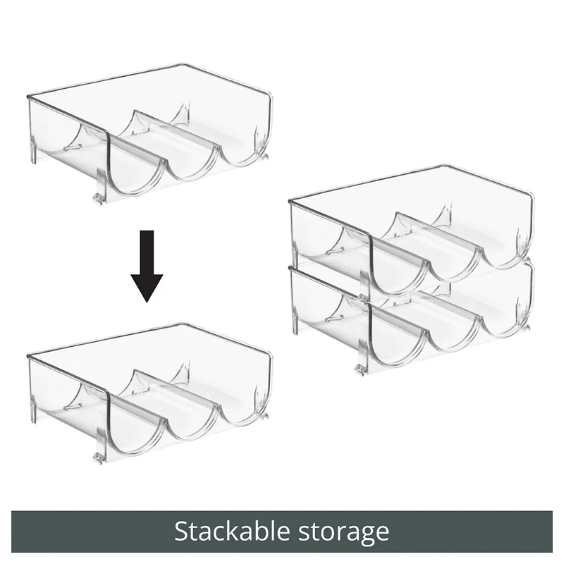 mDesign Plastic Free-Standing Stacking 3 Bottle Wine Storage Rack, Clear, Usa Made - 2 Pack