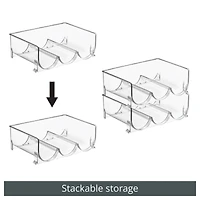 mDesign Plastic Free-Standing Stacking 3 Bottle Wine Storage Rack, Clear, Usa Made - 2 Pack