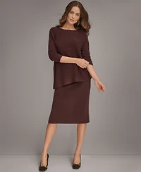 Donna Karan New York Women's Asymmetric Hem Cashmere Poncho Sweater