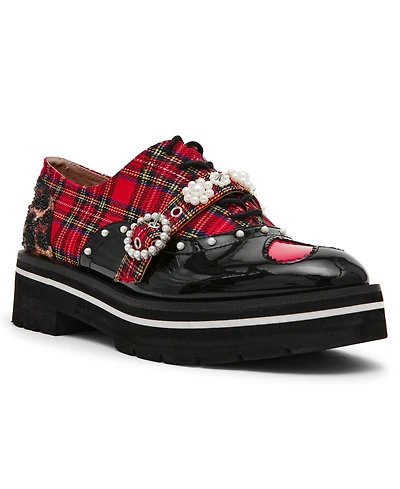 Betsey Johnson Women's Simonee Embellished Lace Up Oxford Loafers
