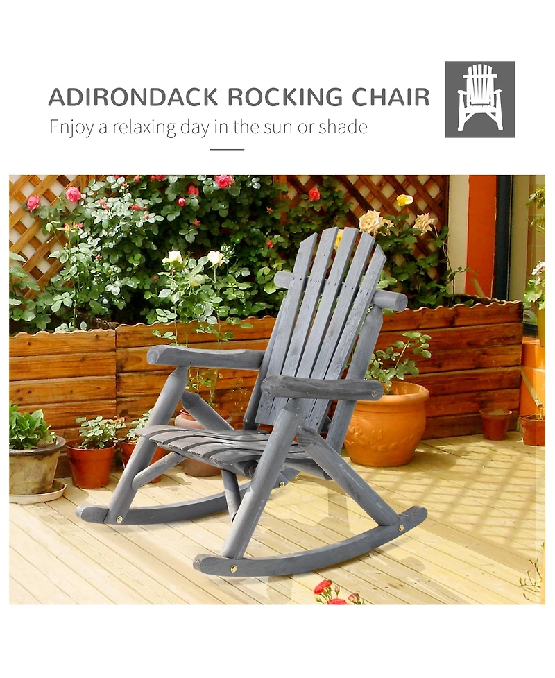 Outsunny Outdoor Adirondack Style Wooden Rocking Chair, Small,